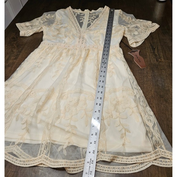 Haute Monde Ivory Lace Boho Cottagecore Prairie Dress NWT Engagement Small - Picture 8 of 9